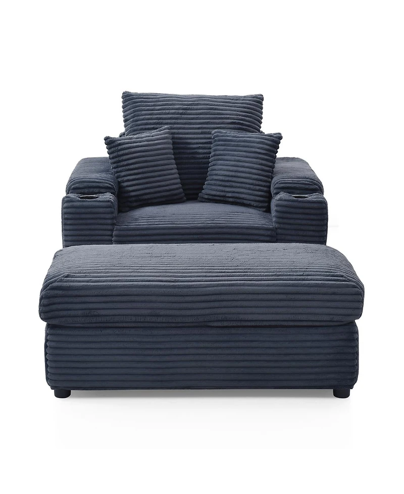 Streamdale Furniture Oversized Accent Chair with Ottoman, Single Sofa Chair, Modern Comfy Armchair