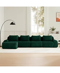 Streamdale Furniture Modern L-Shaped Flannelette Sectional Sofa with Movable Ottoman