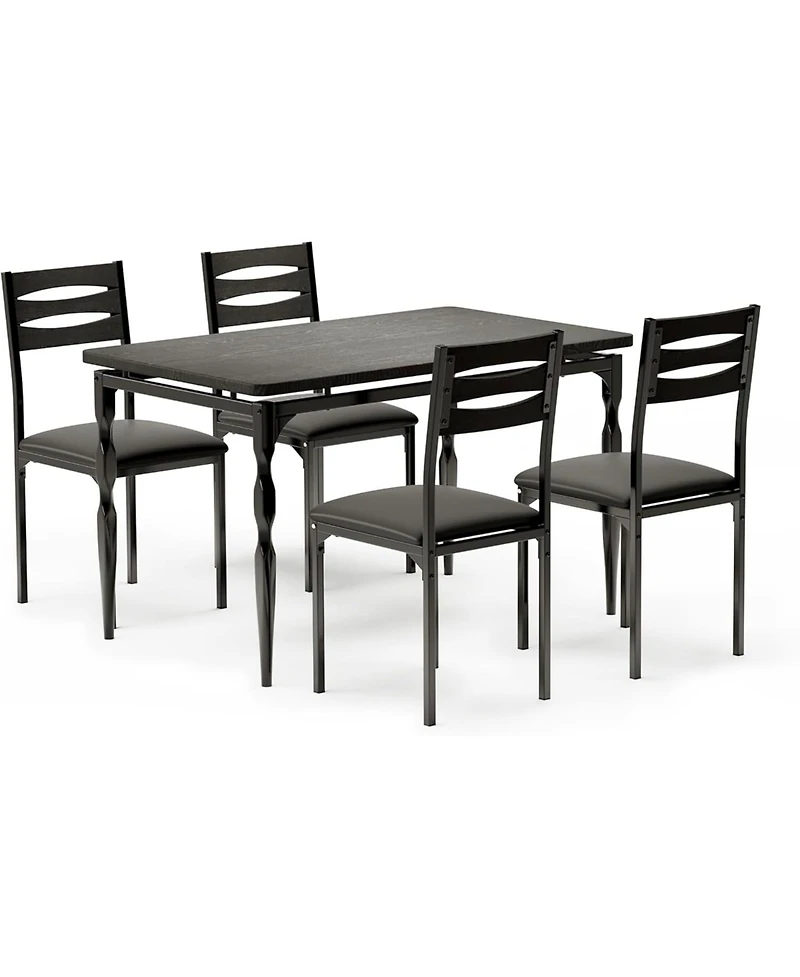 gaomon 5-Piece Industrial Dining Table Set, Modern Table & Chairs Set for 4, Compact Kitchen Set for Apartment