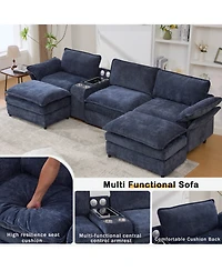 Streamdale Furniture U Shaped Modular Sectional Sofa with Storage, Charging, Speakers & More