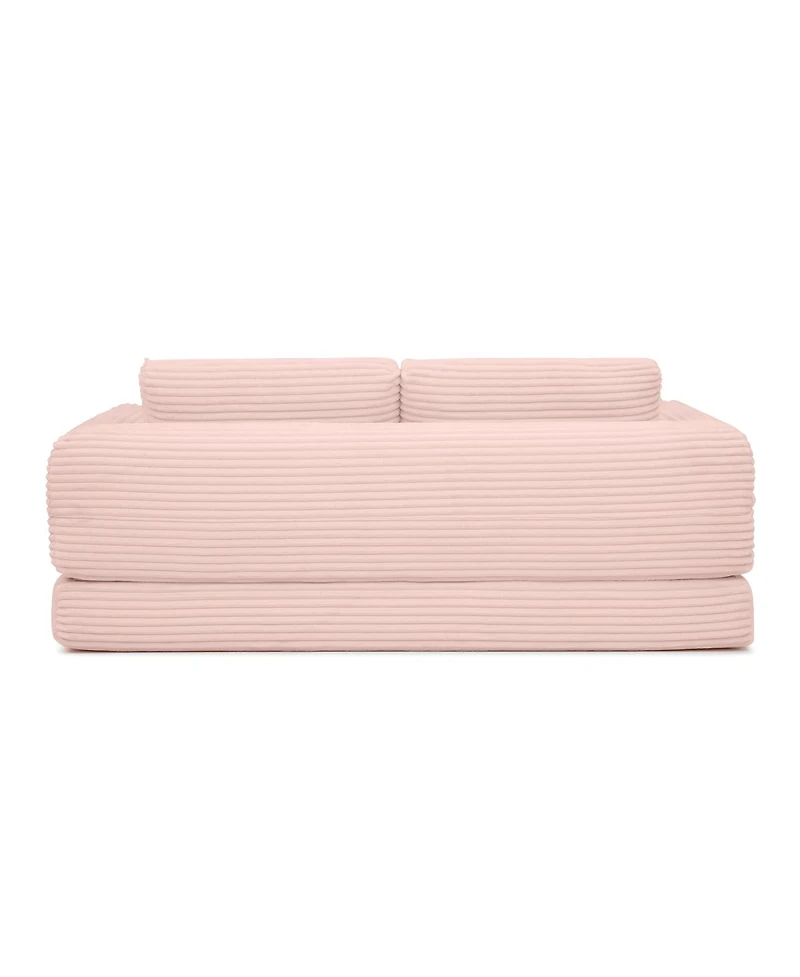 Streamdale Furniture 2-in-1 Folding Convertible Sofa Bed, Modern Corduroy Sleeper Couch with 2 Pillows