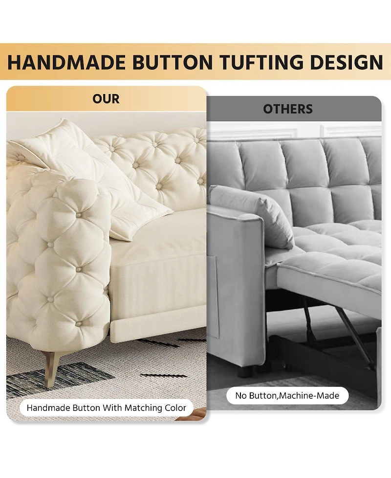 Streamdale Furniture 97.7" 3-in-1 Convertible Sleeper Sofa with Pull Out Bed & Ottoman