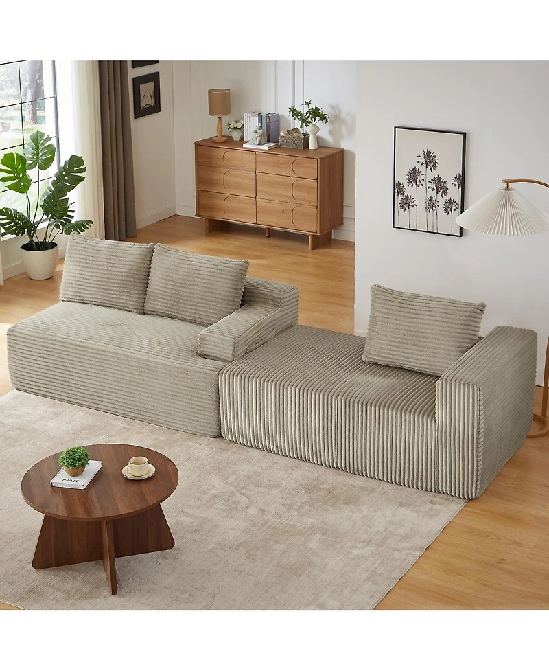Streamdale Furniture L-Shaped Cloud Sectional Sofa, Camel