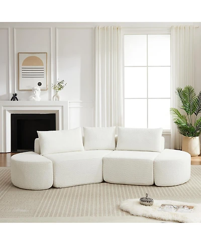Streamdale Furniture Streamdale Chenille V-shaped modular sofa set with 3 pillows & 2 ottomans