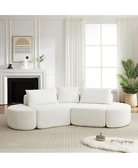 Streamdale Furniture Streamdale Chenille V-shaped modular sofa set with 3 pillows & 2 ottomans