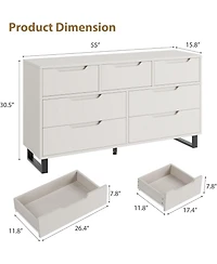 gaomon Wide Farmhouse Tv Stand with 7 Drawers, Functional Wooden Storage for Living Room & Bedroom