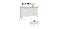 gaomon Fluted Dresser for Bedroom, Tall Chest of Drawers with 6 Storage Drawers, Modern Wood Clothing Organizer Cabinet