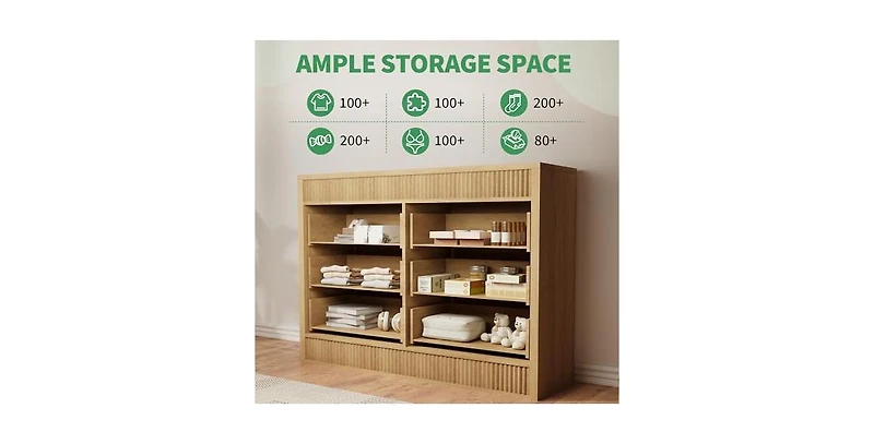 gaomon Drawer Dresser for Bedroom, Modern Fluted Wood Chest of Drawers