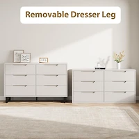 gaomon 6-Drawer Bedroom Dresser, 47.2" Wide Freestanding Wooden Storage Chest for Living Room & Entryway