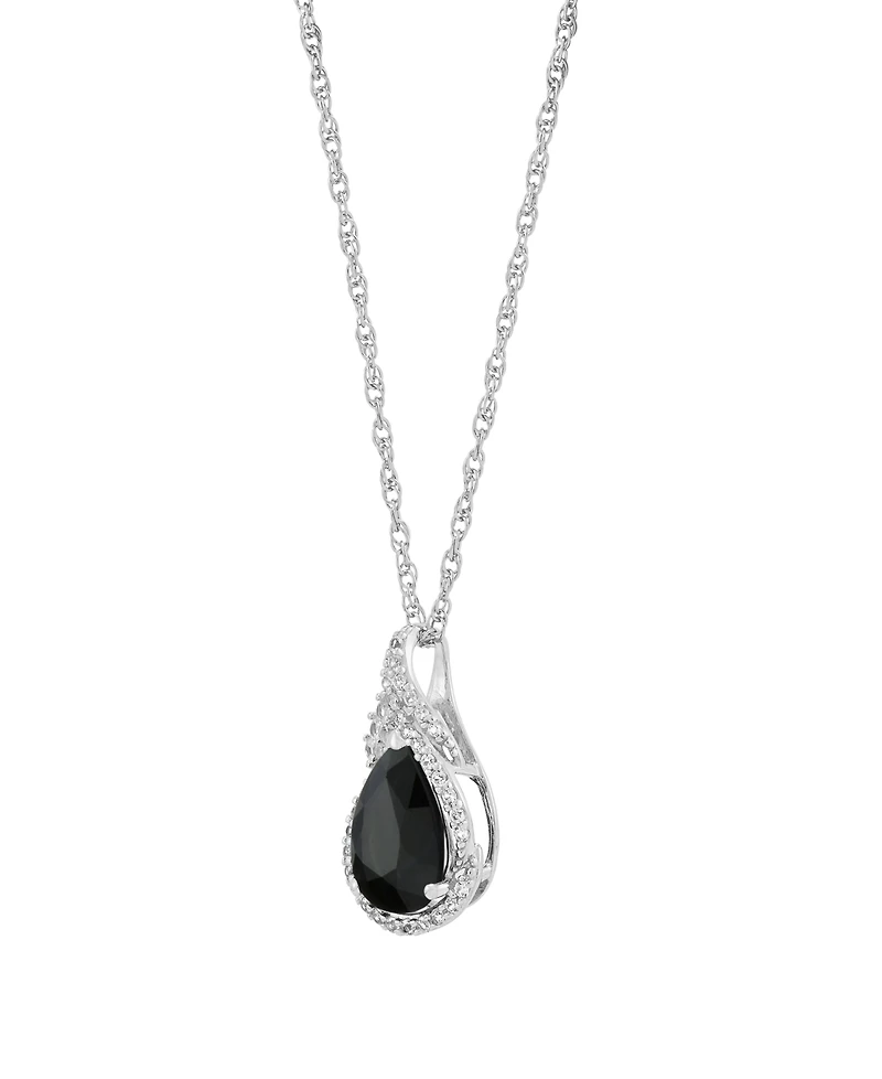 Macy's Onyx & White Topaz (1/4 ct. t.w.) Pendant Necklace in Sterling Silver