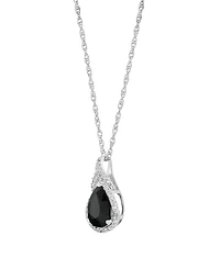 Macy's Onyx & White Topaz (1/4 ct. t.w.) Pendant Necklace in Sterling Silver