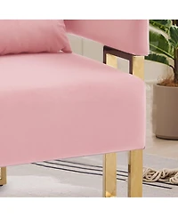 Streamdale Furniture Modern decorative chair with gold legs, velvet fleece upholstered, 2PCS