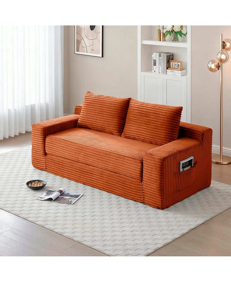 Streamdale Furniture Memory Foam Cloud Loveseat Sofa, 2-in-1 Convertible Folding Couch Bed