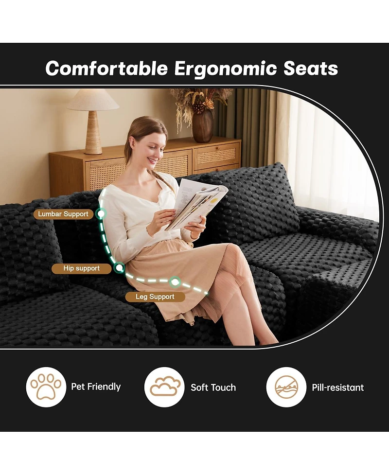 Streamdale Furniture Modern Modular Sectional Sofa, Flannelette Fabric, 4-Seater Couch