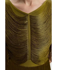 Karen Millen Women's Draped Fringe Knitted Top