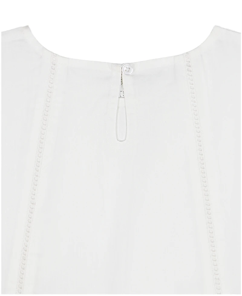 Calvin Klein Girls' 8-16 Poplin Short-Sleeve Flutter Top
