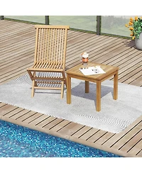 Gymax Outdoor Square Teak Wood End Table Coffee Table for Porch Deck Garden Patio
