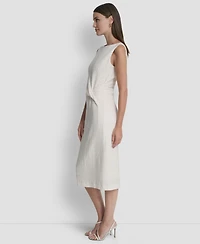 Dkny Women's Sleeveless Boat Neck Knot Midi Dress