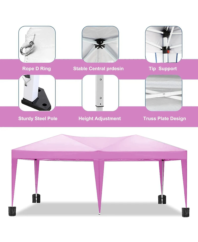 Streamdale Furniture 10'x20' Folding Canopy with 6 Removable Sidewalls & Upf 50+ Gazebo