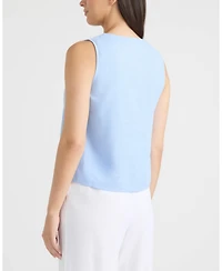 Ellen Tracy Women's Embroidered V-Neck Top