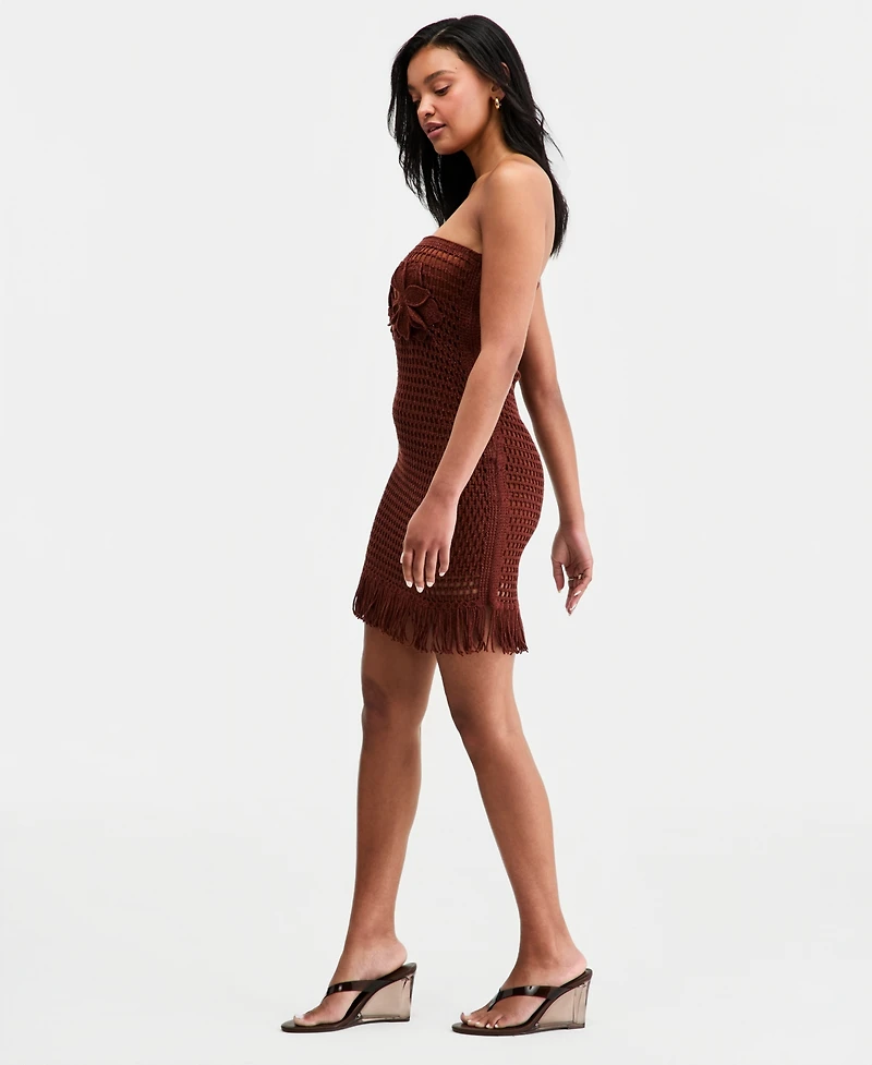 Bar Iii Women's Floral Crochet Strapless Mini Dress, Macy's Exclusive