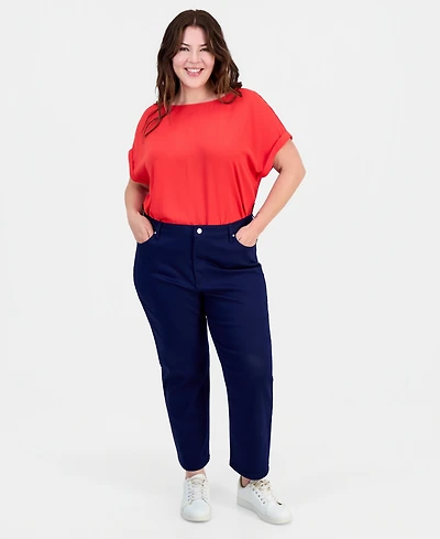 Jones New York Plus Lexington High Rise Crop Straight Leg Jeans
