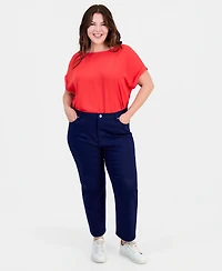 Jones New York Plus Lexington High Rise Crop Straight Leg Jeans