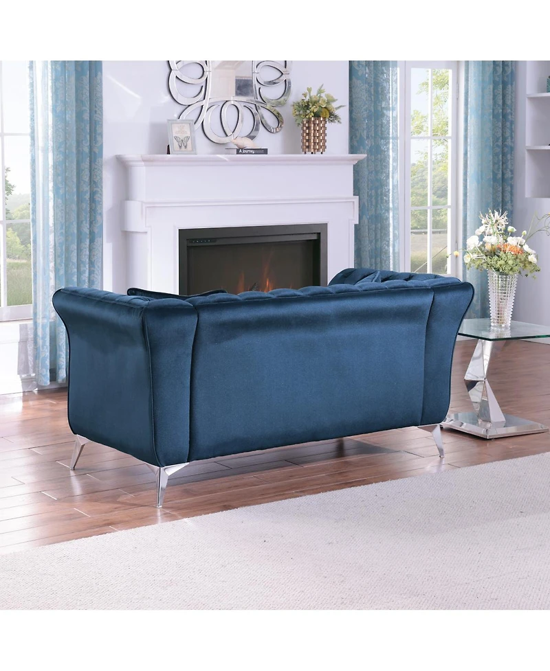 Streamdale Furniture Chesterfield Stanford sofa, Azure blue, tufted, scroll arm