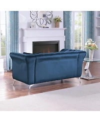 Streamdale Furniture Chesterfield Stanford sofa, Azure blue, tufted, scroll arm