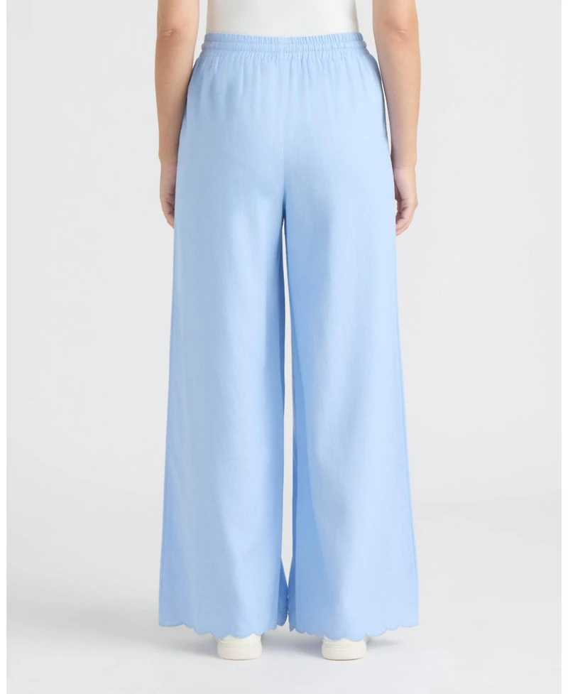 Ellen Tracy Women's Wide Leg Pant with Embroidered Hem