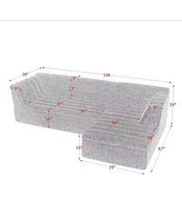 Streamdale Furniture L-Shaped Modular Sectional Sofa with Chaise, Chenille Upholstered, Wave-Shaped Armrest