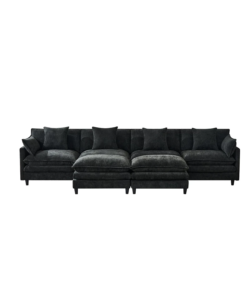 Streamdale Furniture 140.9" U-shaped modular sectional sofa with 2 ottomans, 4 cushions, 2 pillows.