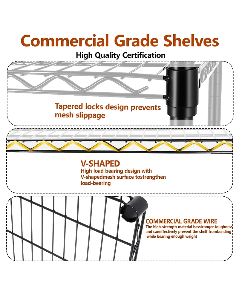 Rainsken 3 Tier Metal Shelving Unit Set of 2, Adjustable Storage Rack with Shelf Liners, Extendable to 6 Tier for Garage, Basement, 2100 lbs Capacity