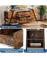 gaomon Modern Tv Stand, Wood Entertainment Center, 2 Drawers, Side Open Shelves, U-Shaped Metal Base, Fits up to 65".