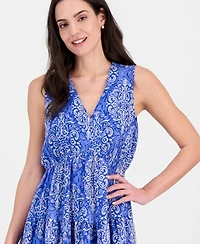 Robbie Bee Women's Sleeveless V-Neck Tiered Maxi Dress