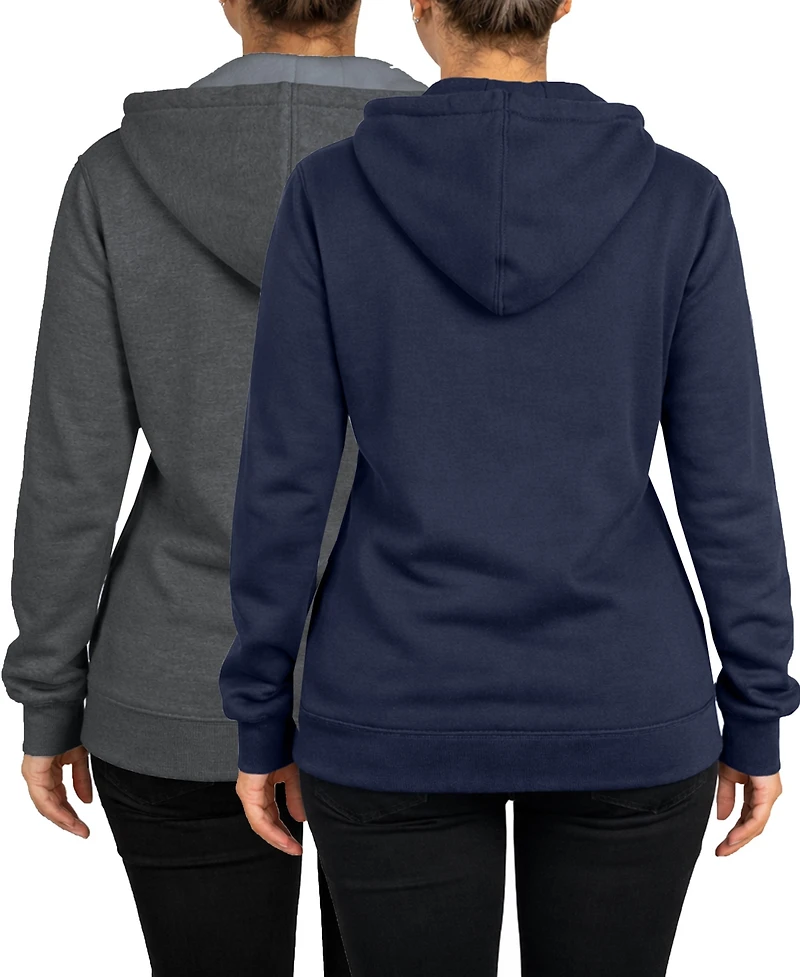 Blue Ice Women's Galaxy By Harvic Loose Fit Super Heavyweight Fleece Lined Full-Zip Hoodie-2 Pack