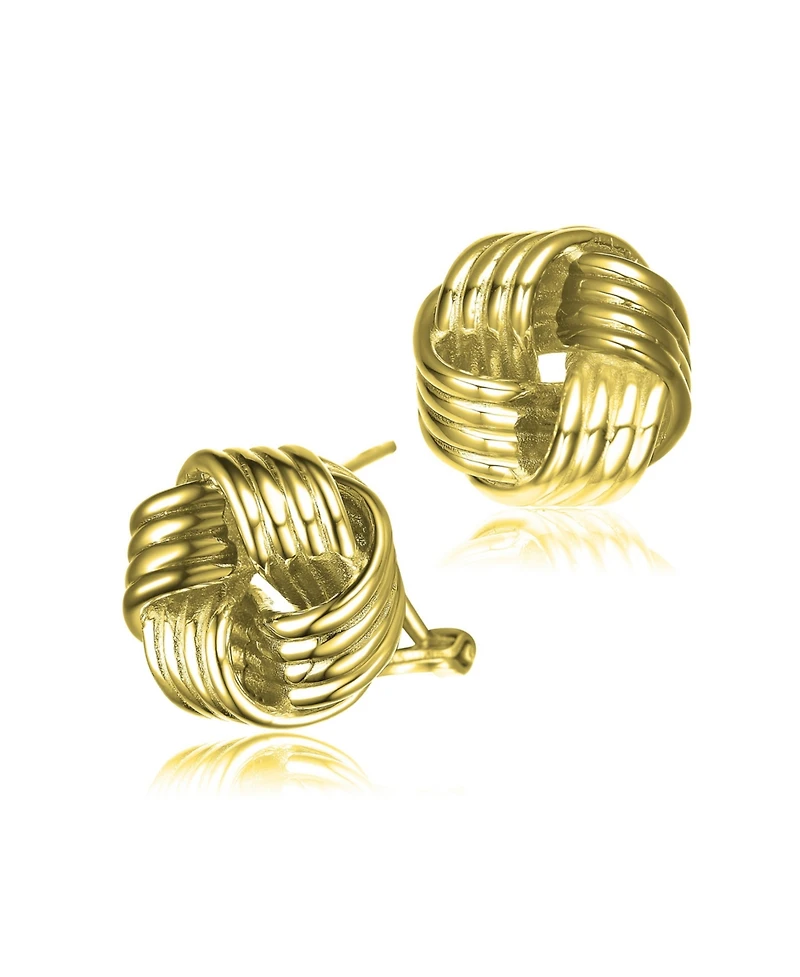 14K Gold Plated Twisted Button Stud Earrings