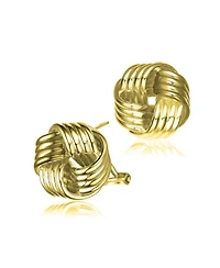 14K Gold Plated Twisted Button Stud Earrings