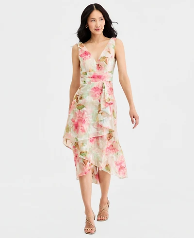 Adrianna Papell Women's Cascading Tiered Midi Dress