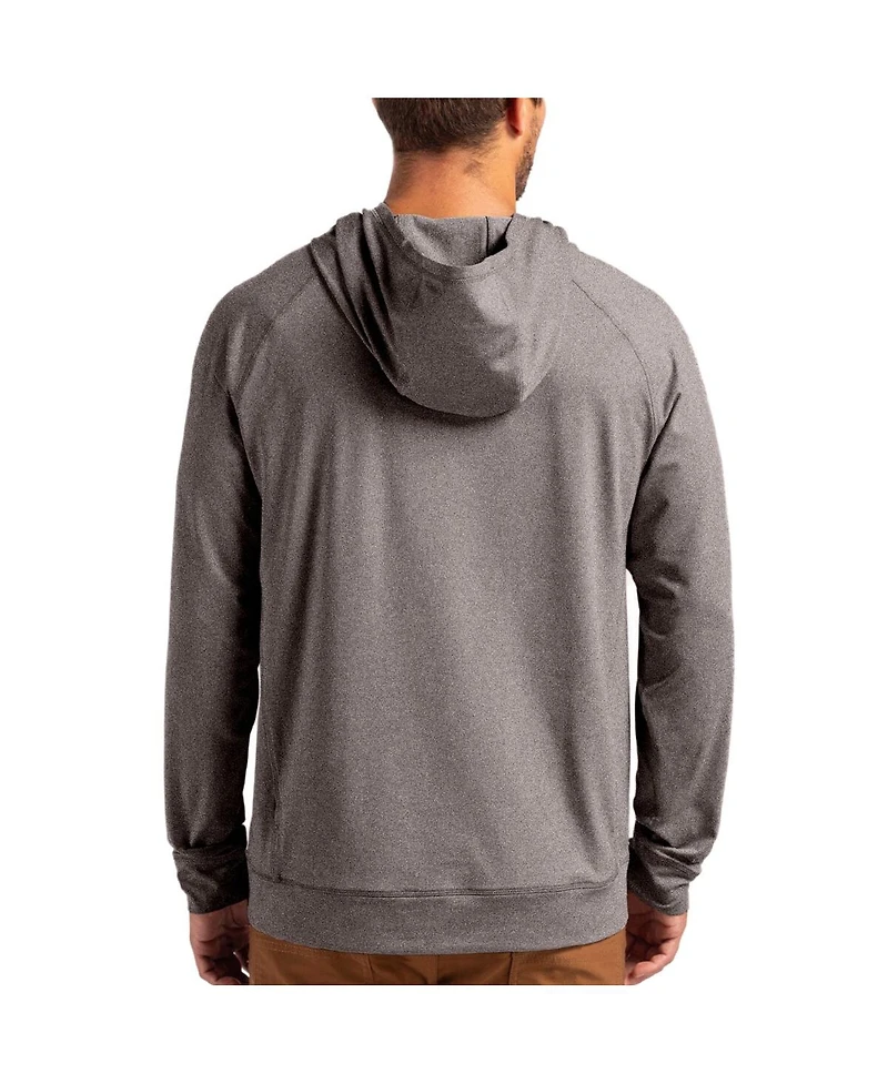 Cutter & Buck Men's Heather Gray Carolina Panthers Adapt Knit Raglan Pullover Hoodie