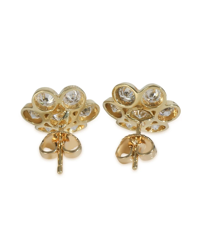 Pre-Owned Bvlgari Yellow Gold Diamond Vintage Flower Cluster Earrings