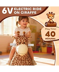 Qaba 6V Kids Ride On Horse, Electric Riding Animal Giraffe with Music