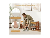 Slickblue Shoe Rack Bench with Flip-Top Storage Rubberwood Entryway Seat