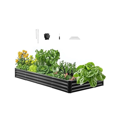 Slickblue 8x4x1 ft Galvalume Metal Raised Garden Bed
