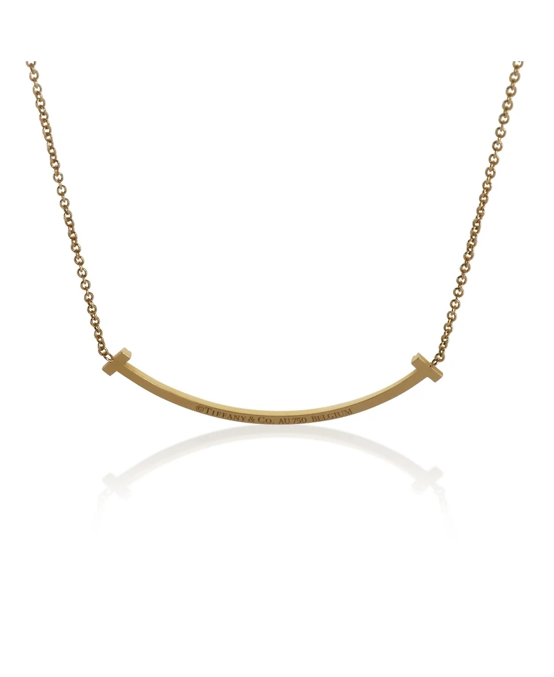 Pre-Owned Tiffany & Co Yellow Gold Diamond Small Model Tiffany T Necklace