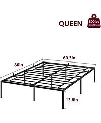 gaomon Queen 14 Inch Metal Platform Bed Frame Heavy Duty Slats With Storage No Box Spring Needed Simple Assembly