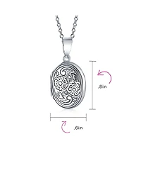 Bling Jewelry Embossed Floral Sunflower Photo Oval Locket Necklace Pendant Sterling Silver
