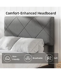 gaomon Upholstered Bed Frame with Headboard, Modern Platform Bed with Wooden Slats Support