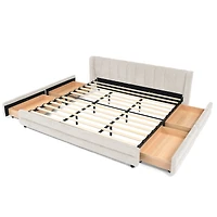 Streamdale Furniture Upholstered Bed Frame with Chenille Fabric Headboard and Storage Drawer.