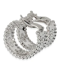Pre-Owned Van Cleef & Arpels White Gold Diamond Perlee Clovers Hoop Earrings